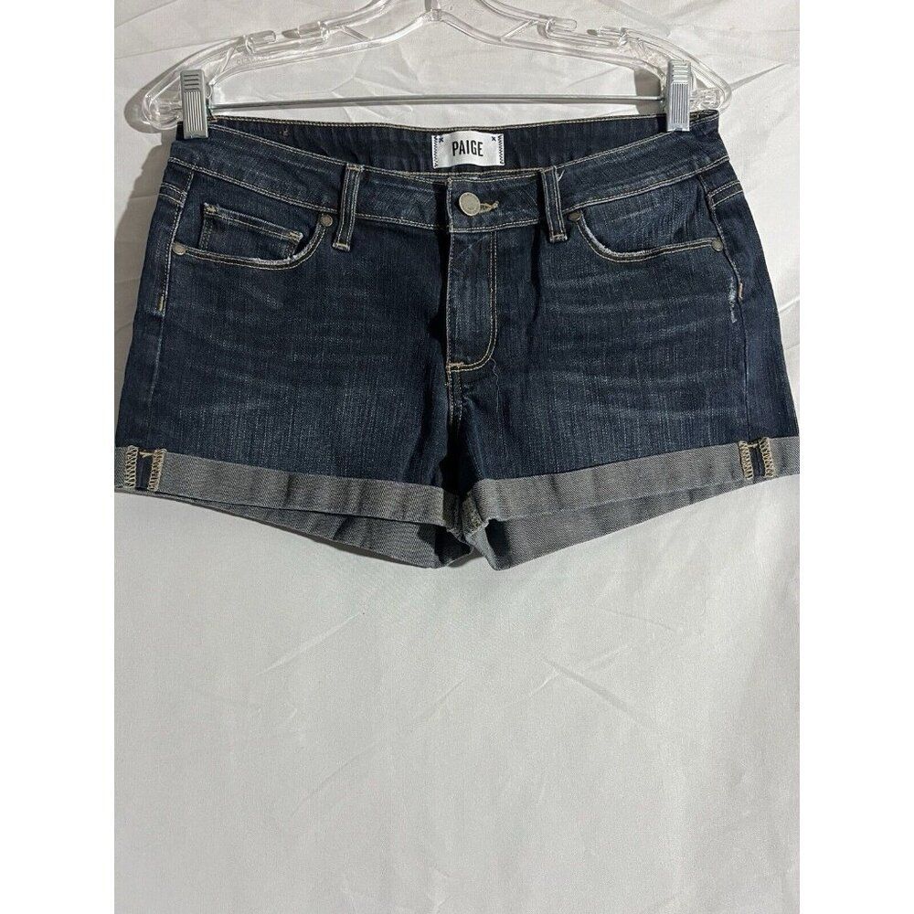 Paige Jimmy Jimmy Woman's Shorts 27 Blue Denim Rolled Hem Indie Boho Festival
